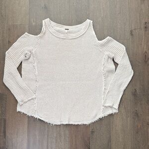 Free People Ivory Textured Knit Top